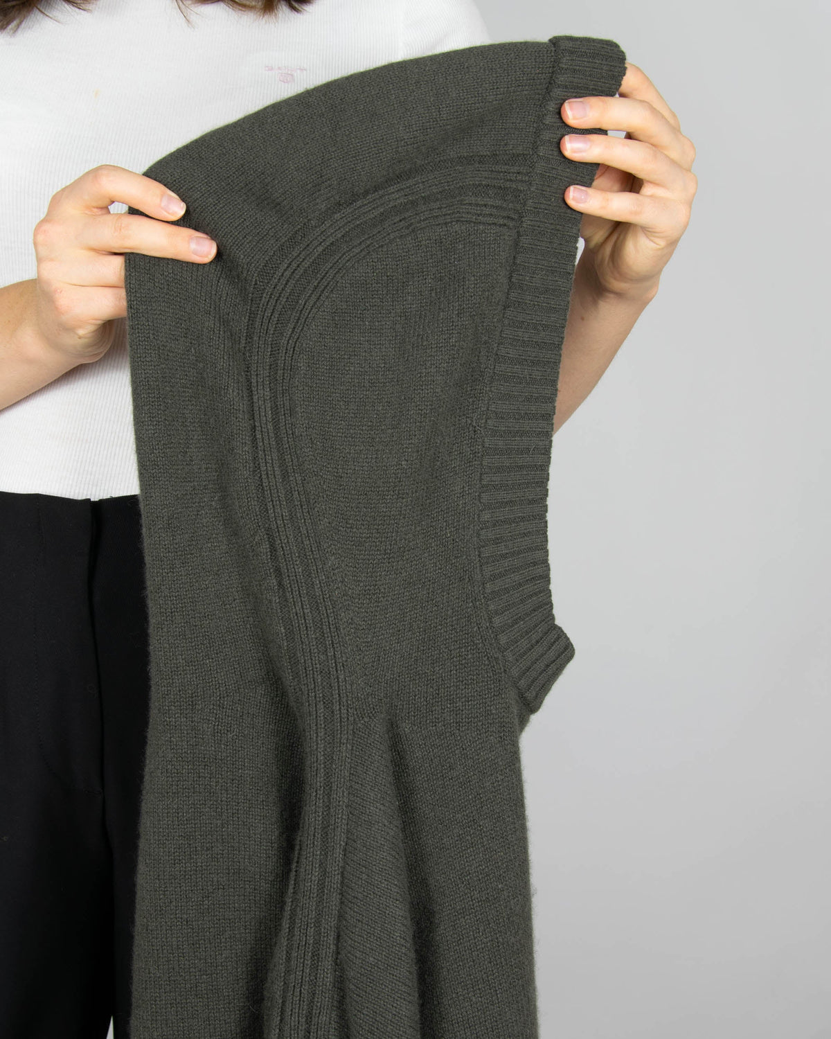 Brown and green cashmere hooded sweater by COS
