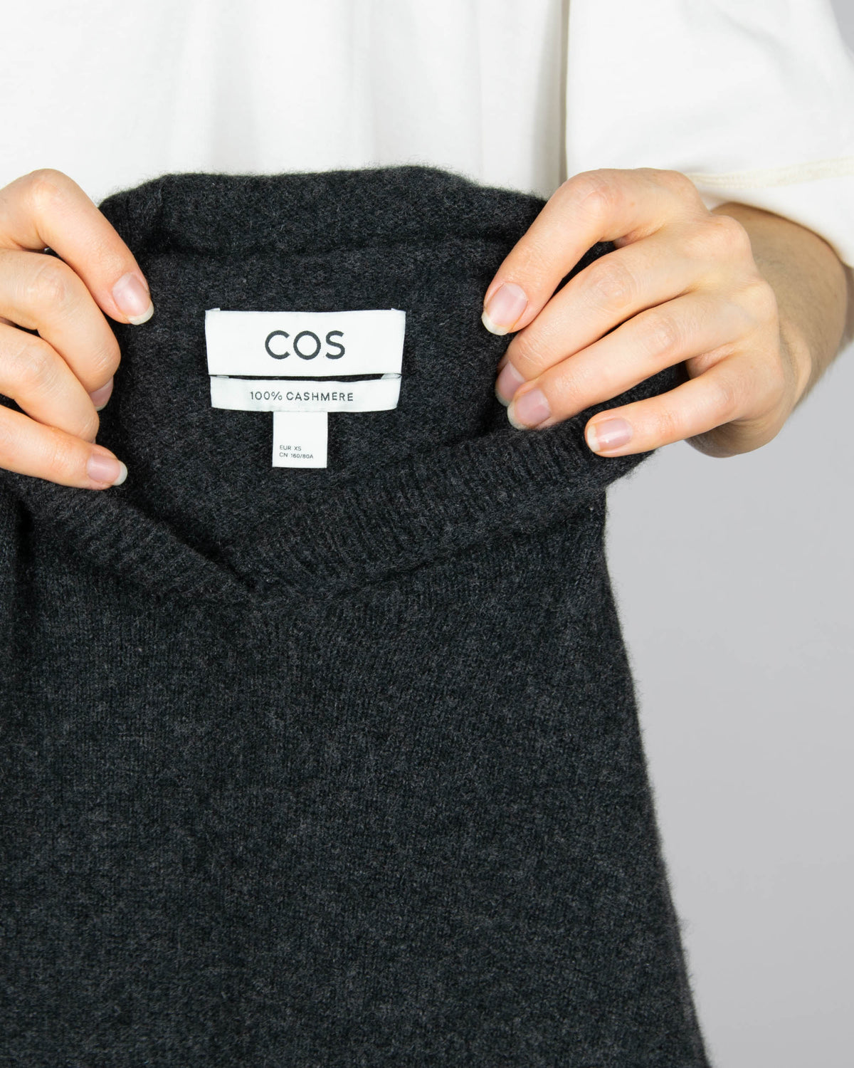 Dark grey cashmere hooded sweater by COS