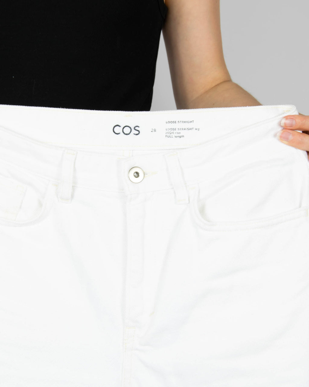 White high-waisted straight-leg jeans by COS