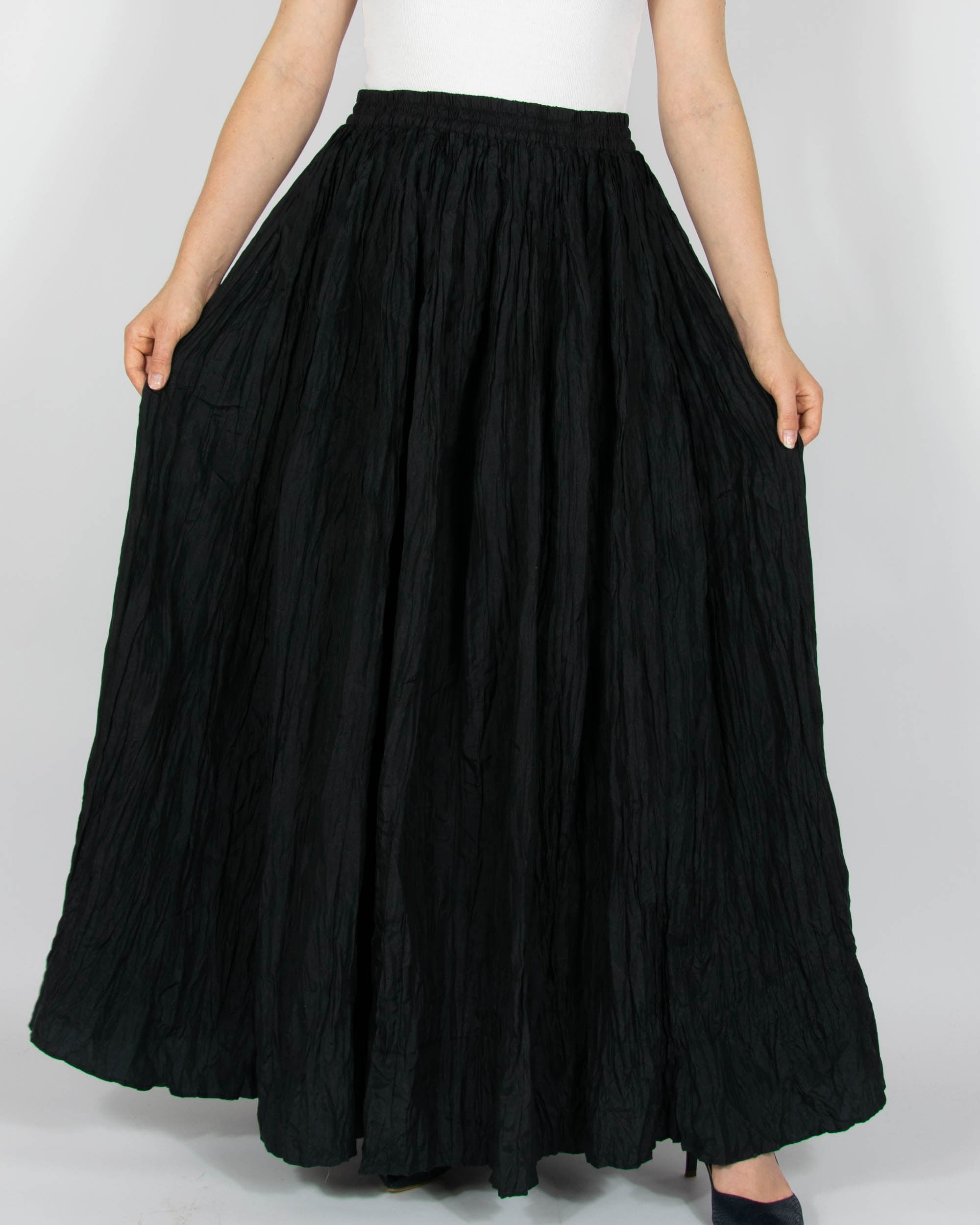 Black vintage long silk skirt by Kaffe