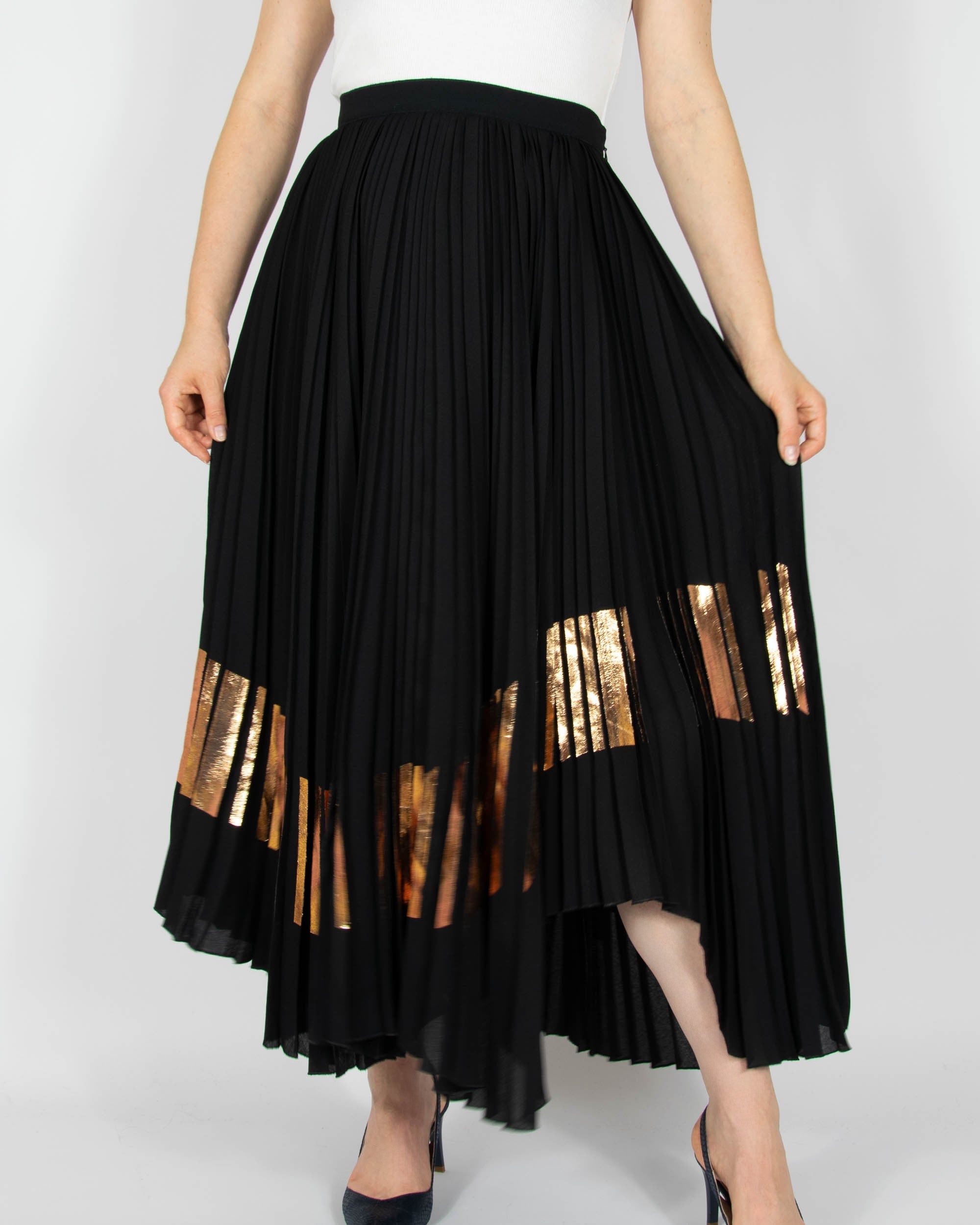 Black pleated acetate skirt by luxury brand Proenza Schouler