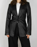 Black leather blazer by British luxury brand JOSEPH