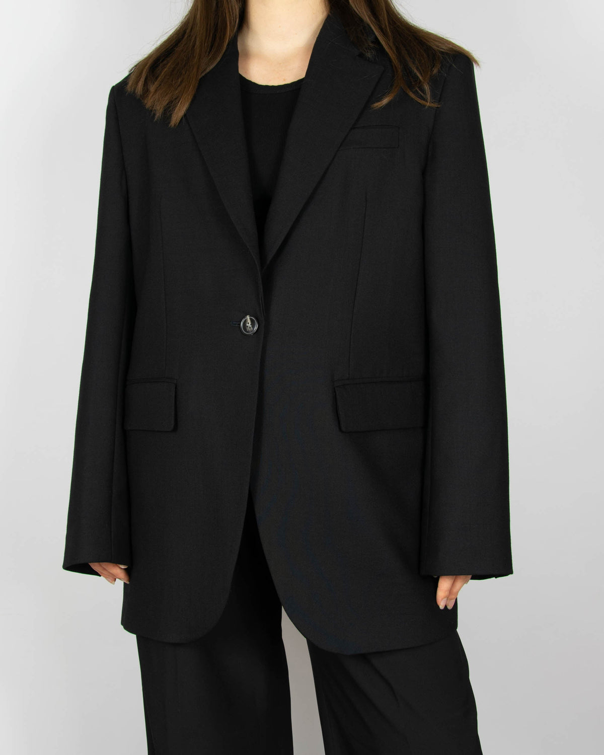 Black oversized wool blazer by H&M Premium