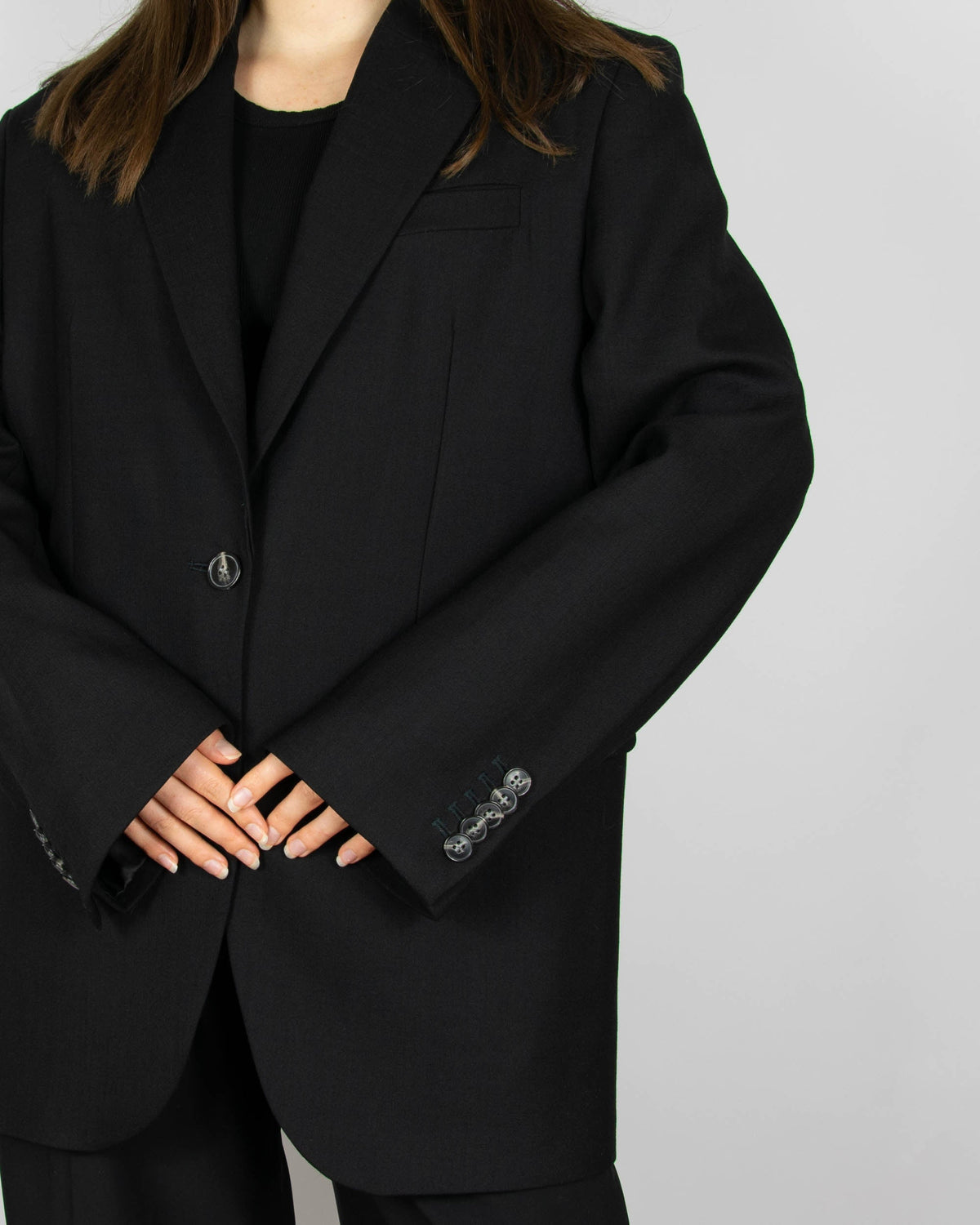 Black oversized wool blazer by H&M Premium