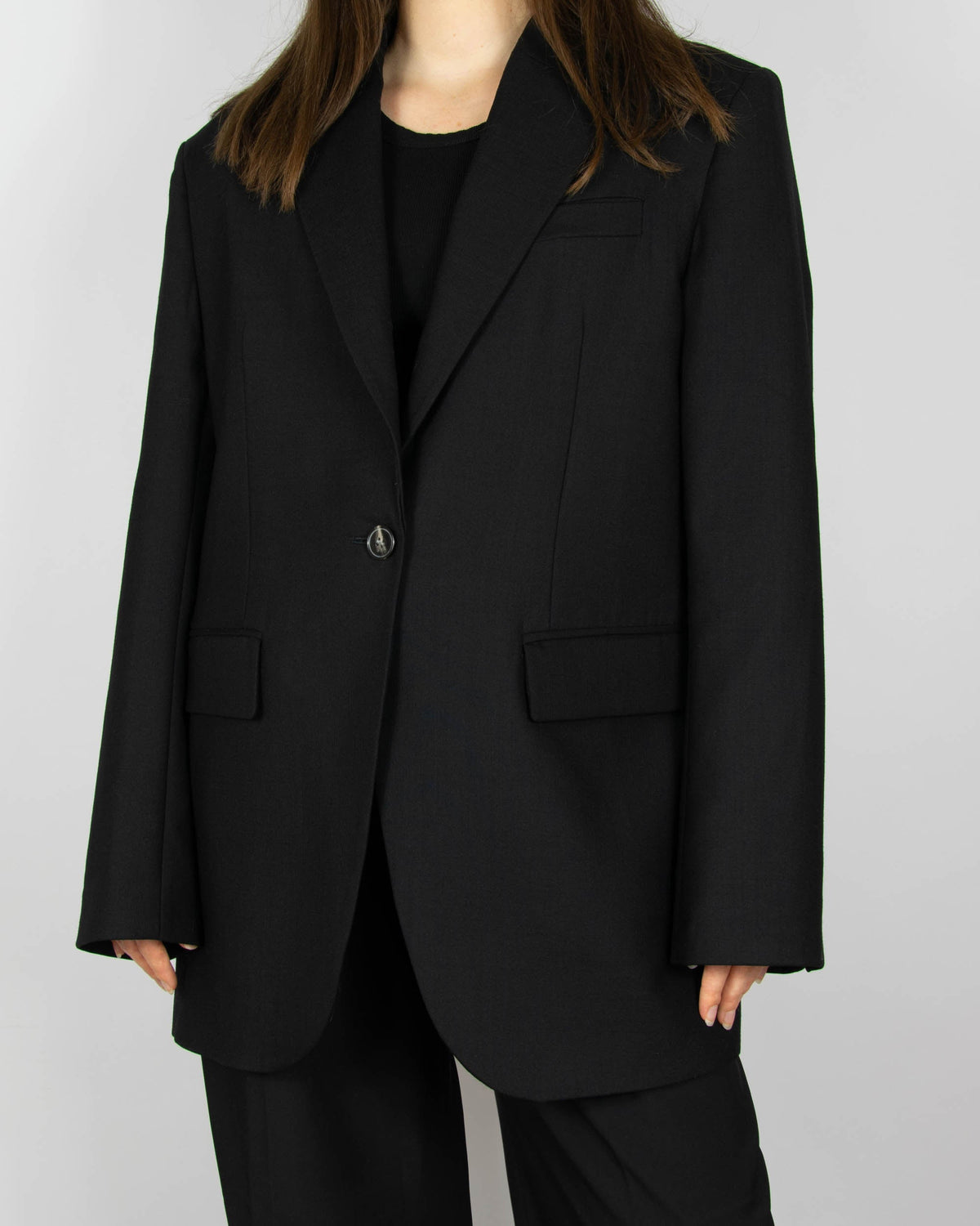 Black oversized wool blazer by H&M Premium