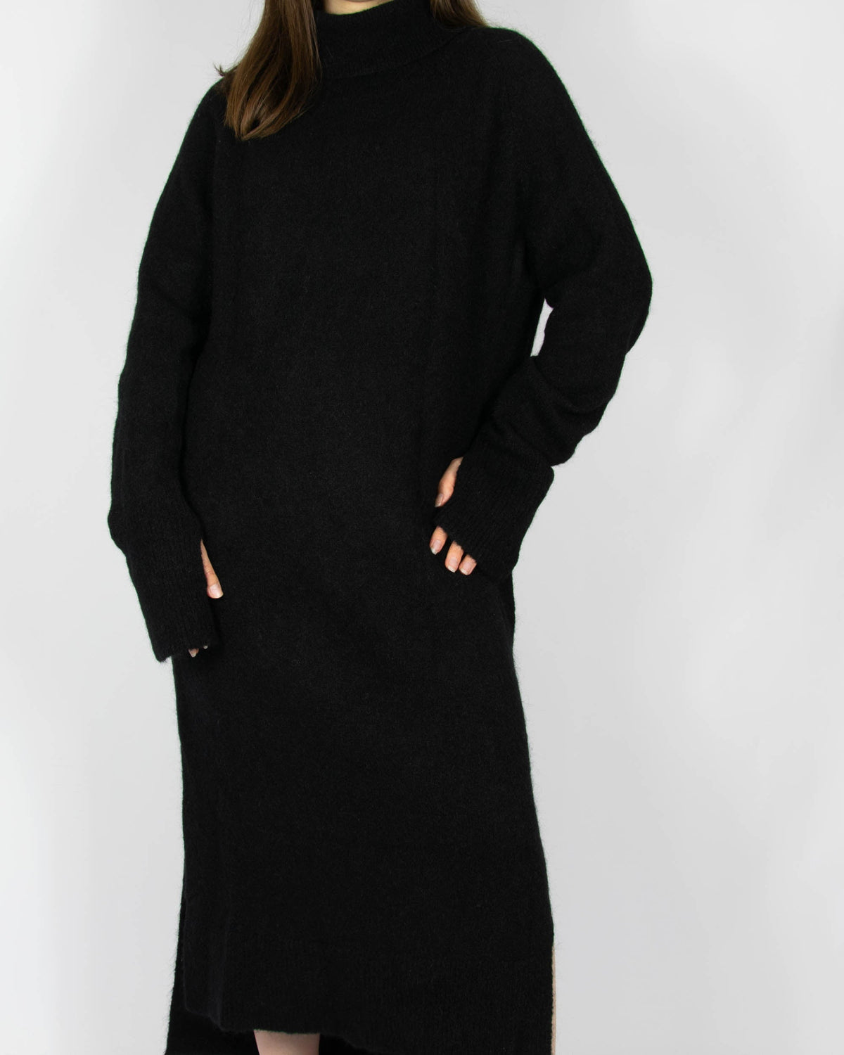Black kid mohair and wool dress by Holzweiler