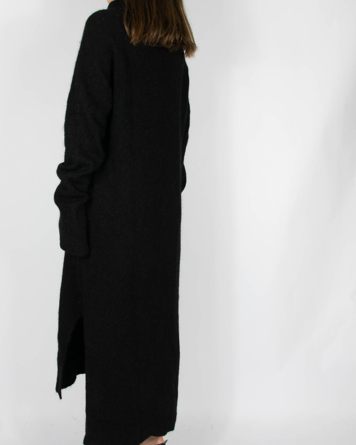 Black kid mohair and wool dress by Holzweiler