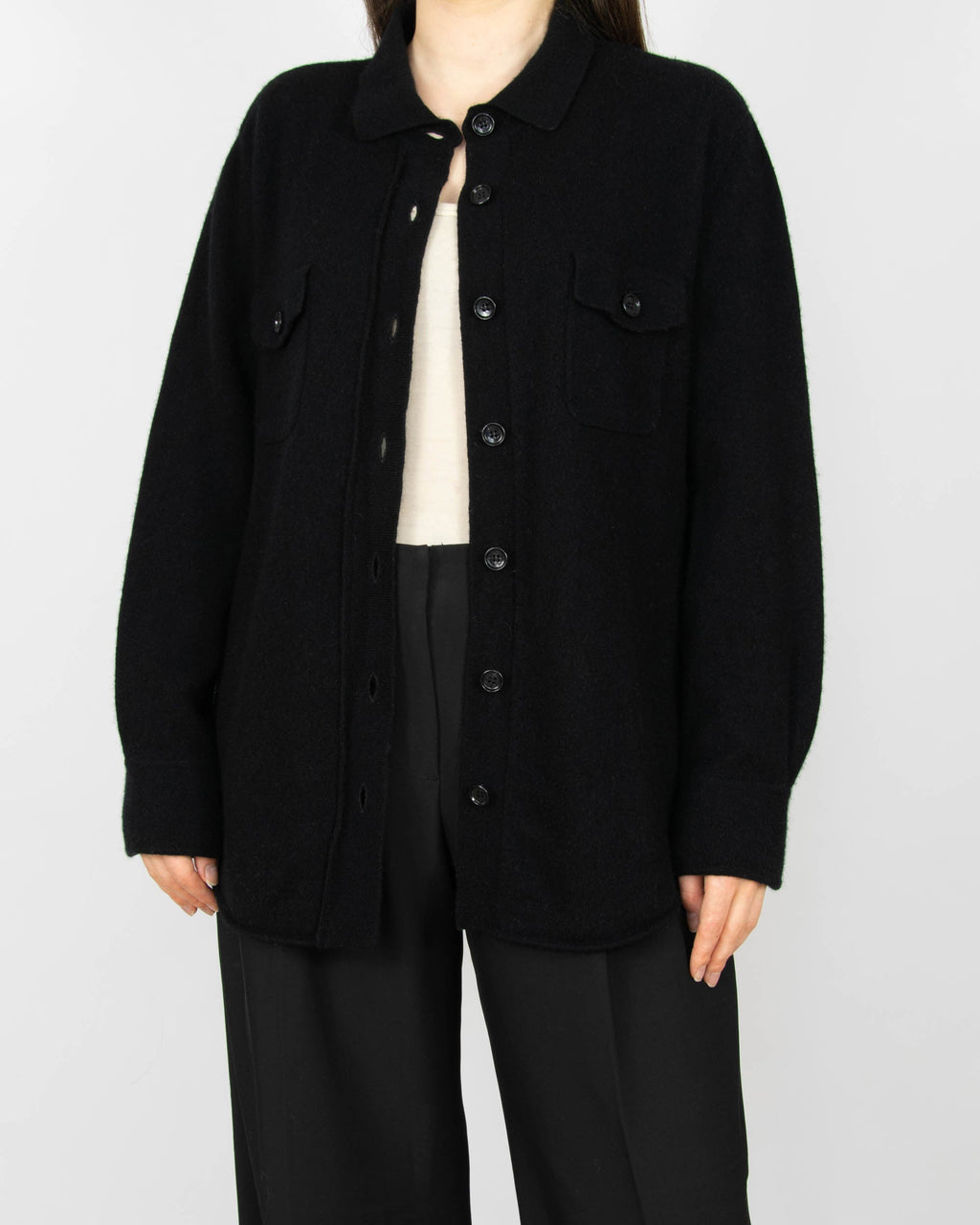 Black wool and cashmere shirt by German premium brand ALLUDE