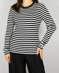Black and white extra fine merino wool striped sweater by Cubus