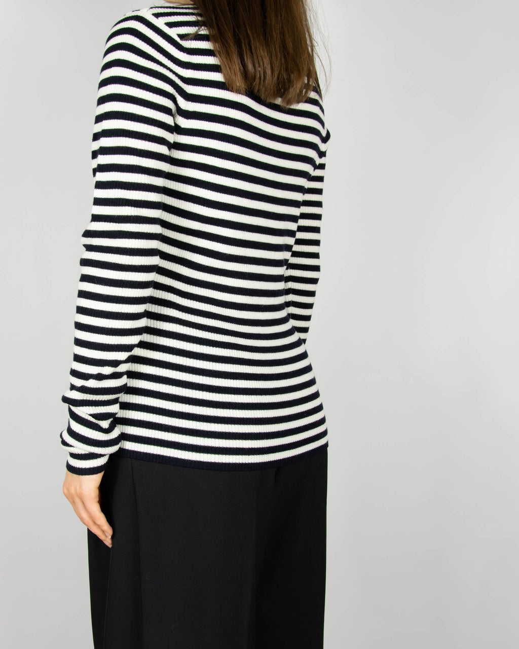 Black and white extra fine merino wool striped sweater by Cubus