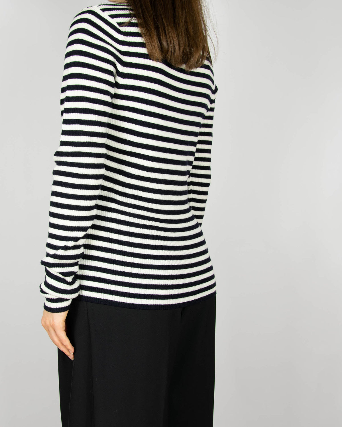 Black and white extra fine merino wool striped sweater by Cubus
