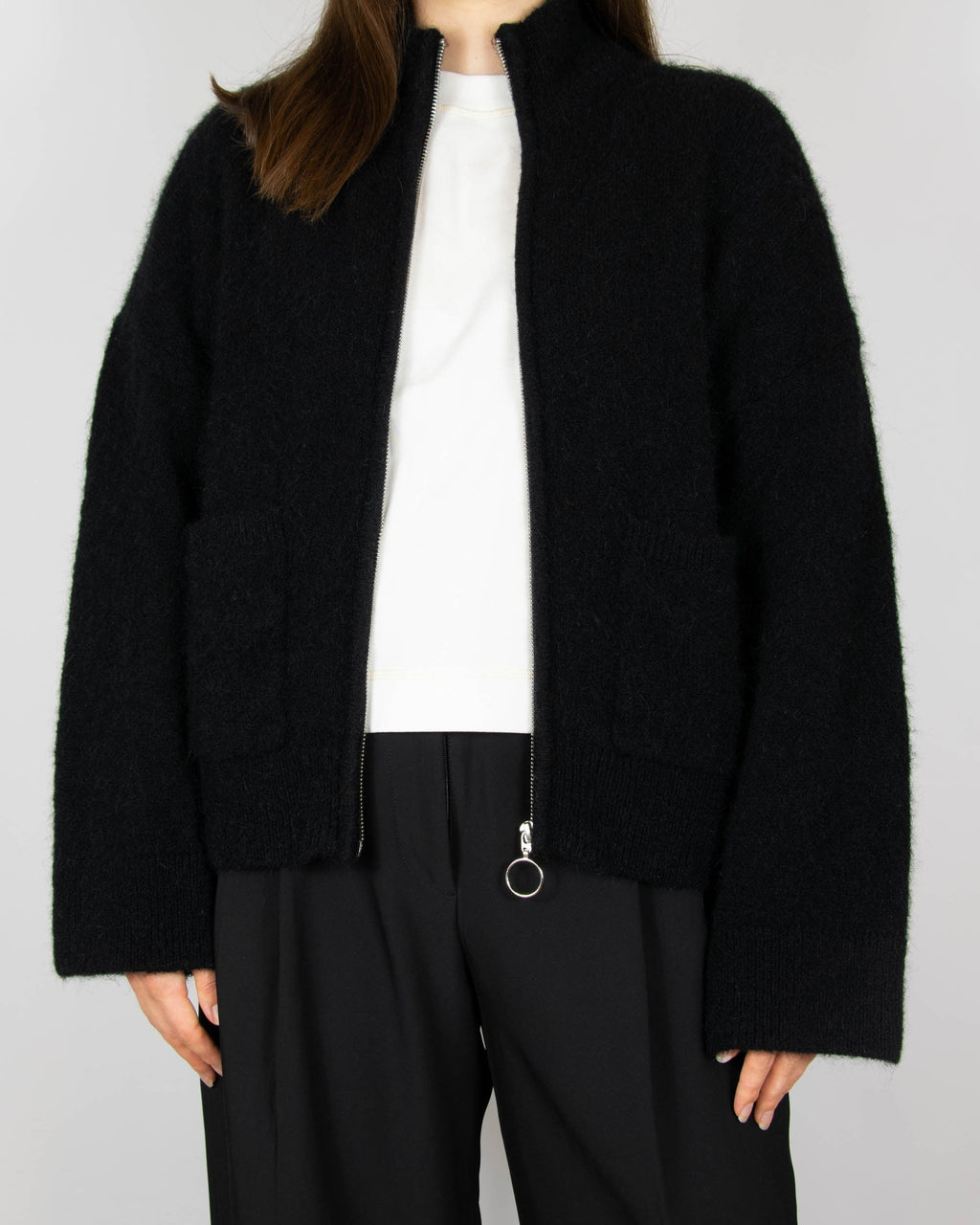 Black wool and alpaca cardigan by Selected