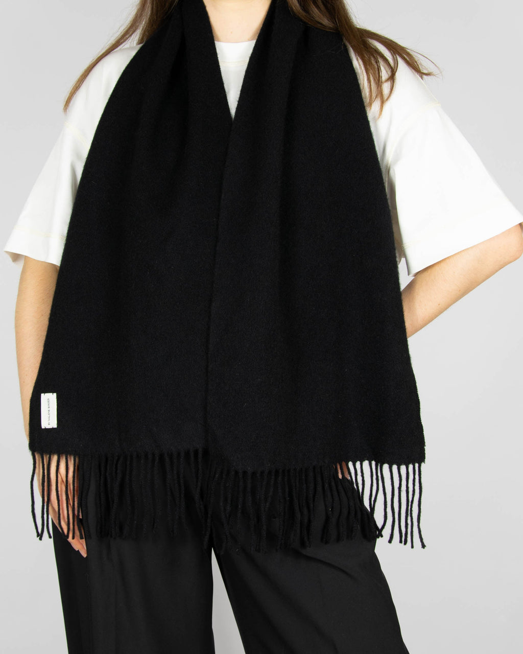 Black wool and cashmere scarf by Danish premium brand BY MALENE BIRGER