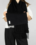 Black wool and cashmere scarf by Danish premium brand BY MALENE BIRGER
