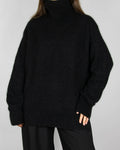 Black chunky wool and alpaca turtleneck by Arnie Says