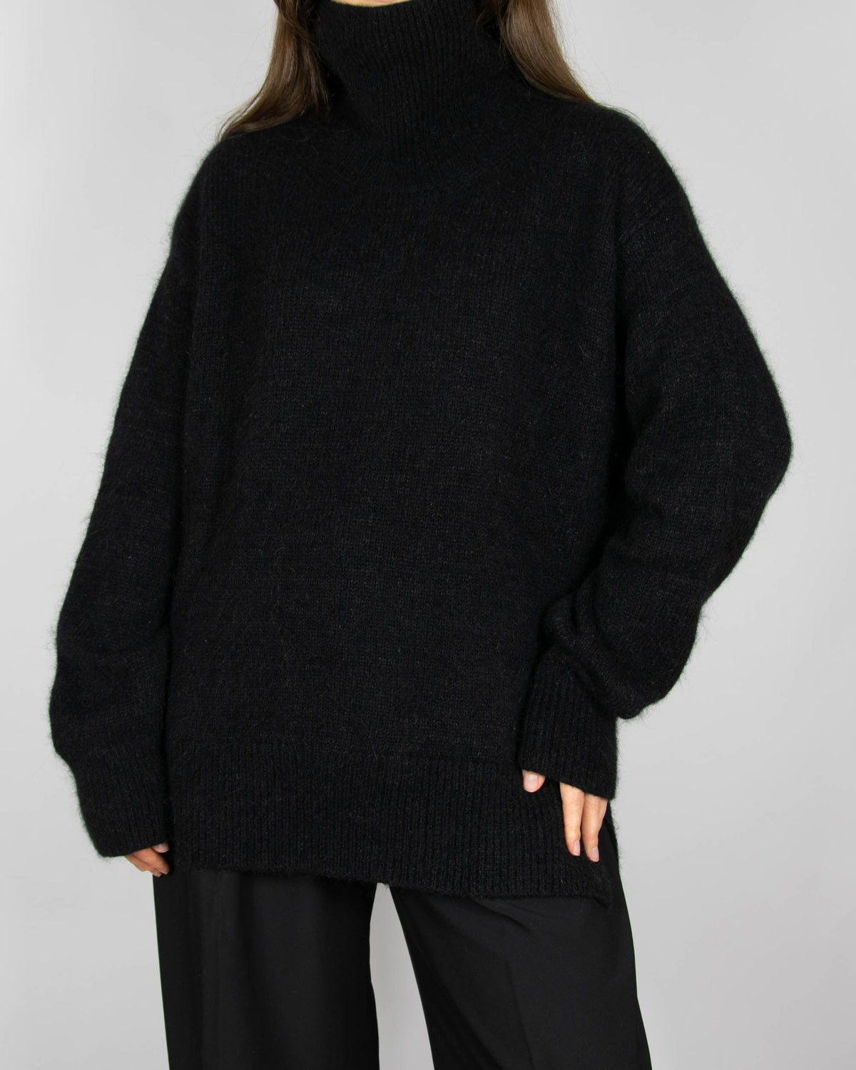 Black chunky wool and alpaca turtleneck by Arnie Says