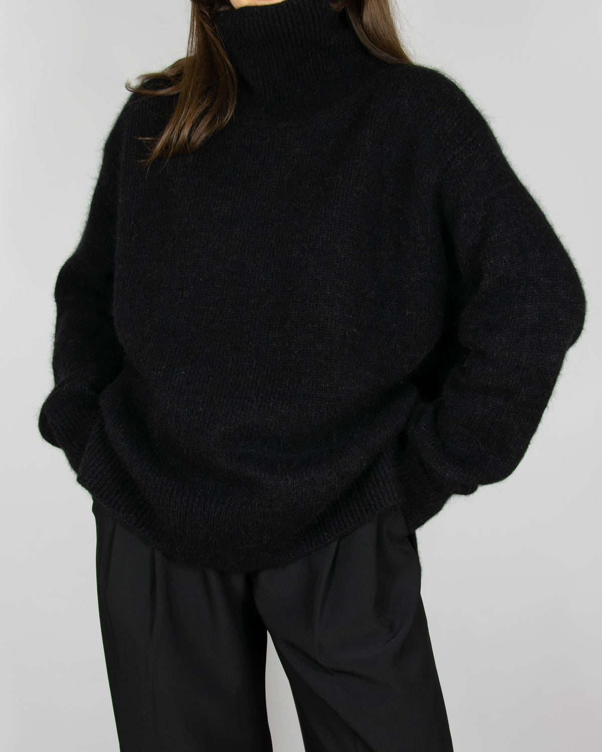 Black chunky wool and alpaca turtleneck by Arnie Says