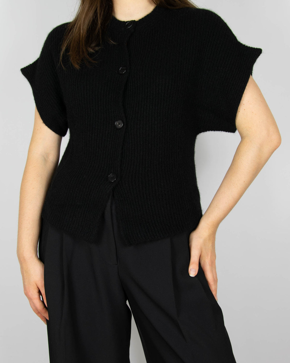 Black yak cardigan by MKDT Studio