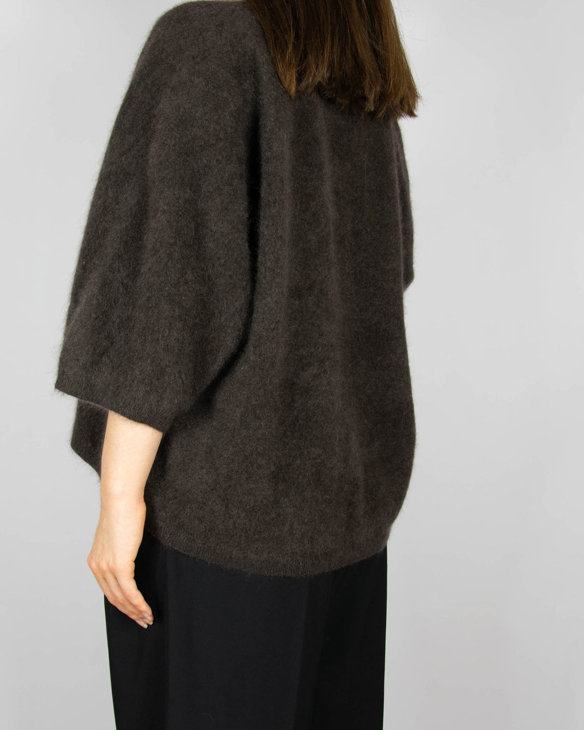Chocolate brown brushed cashmere sweater by The White Company