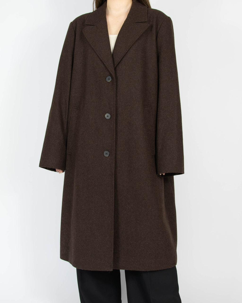 Chocolate brown wool coat by SELECTED FEMME