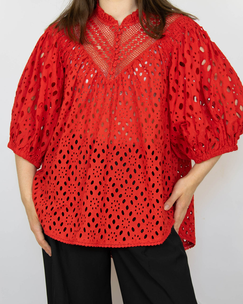 Red cotton blouse by AllSaints