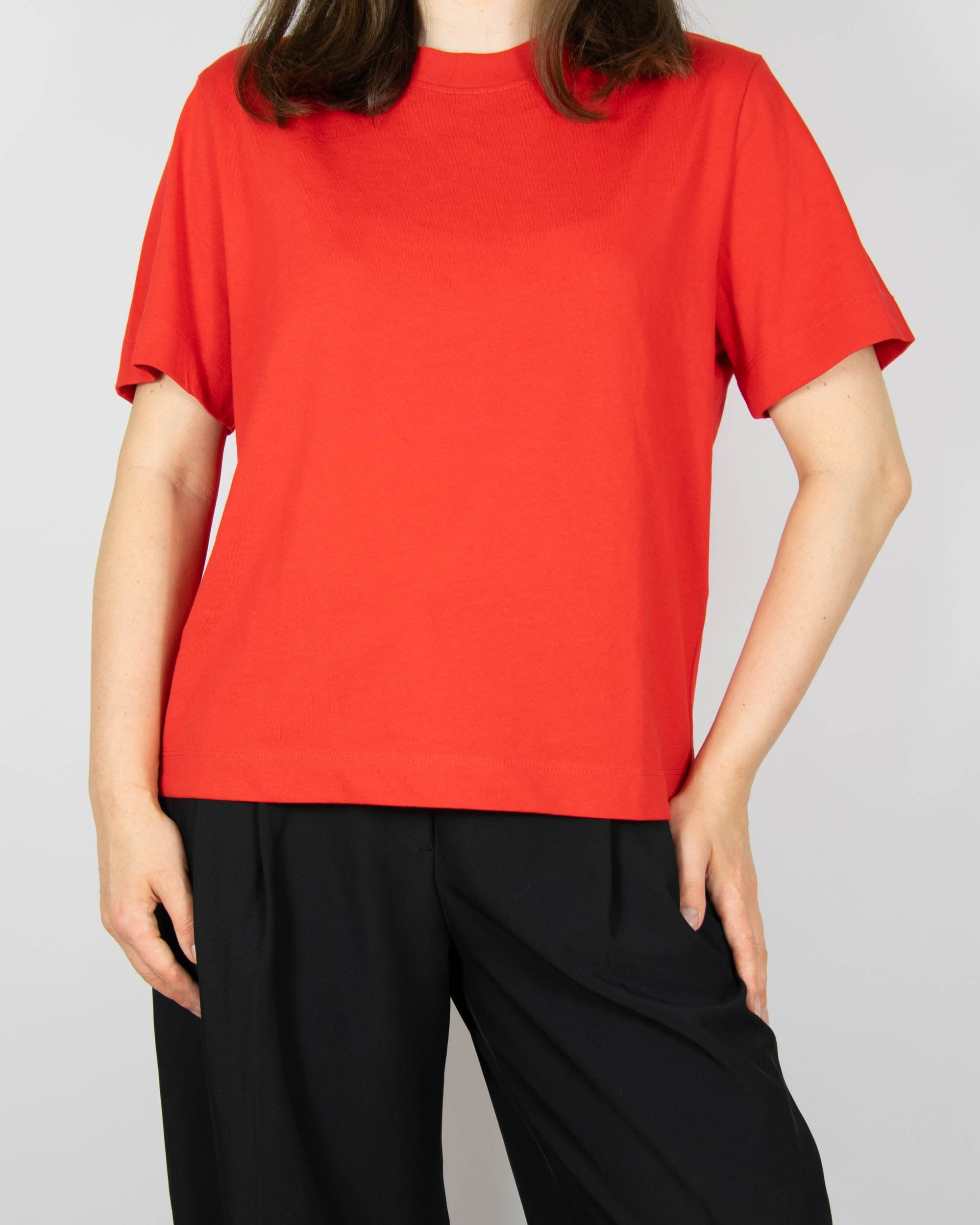 Red organic cotton T-shirt by SELECTED FEMME