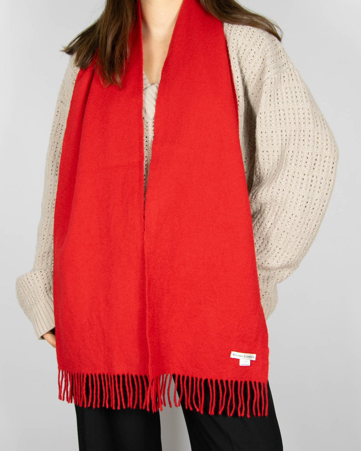 Red cashmere scarf by Aspinal of London