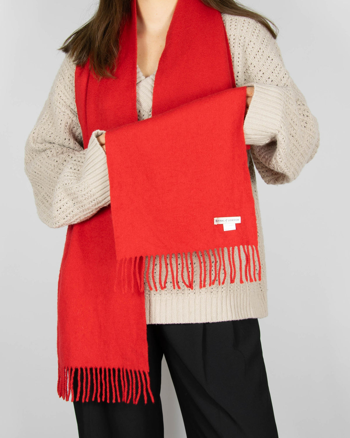 Red cashmere scarf by Aspinal of London