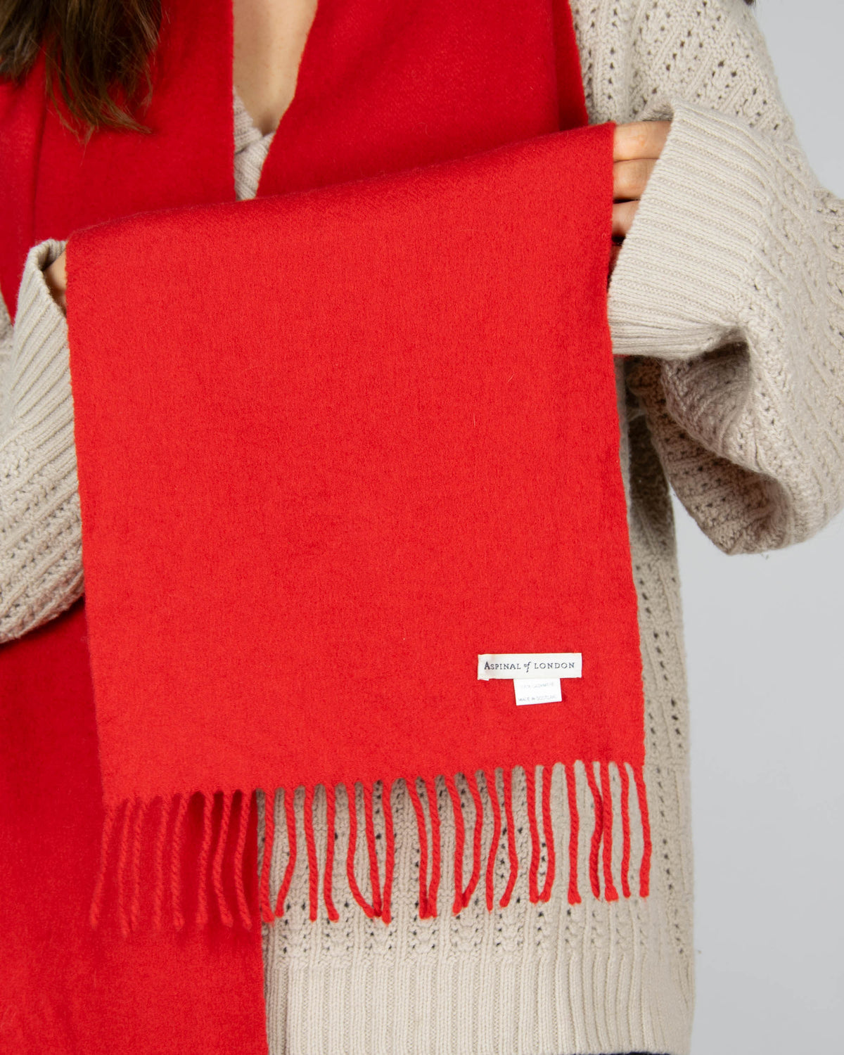 Red cashmere scarf by Aspinal of London