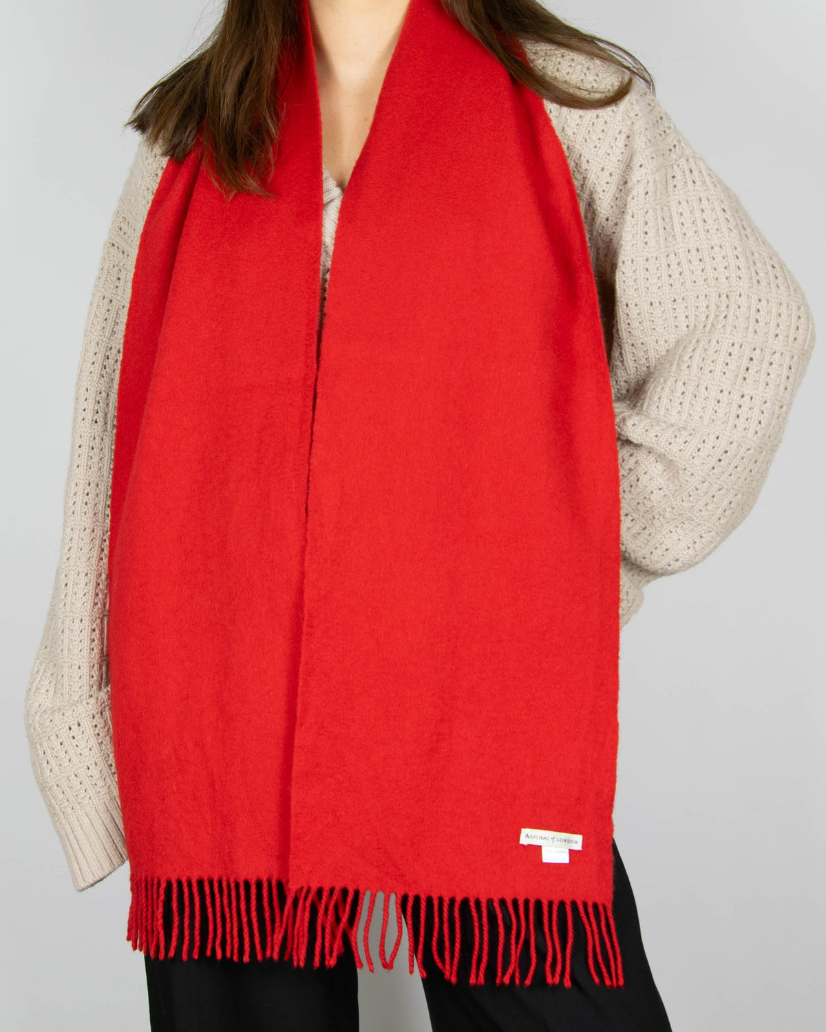 Red cashmere scarf by Aspinal of London