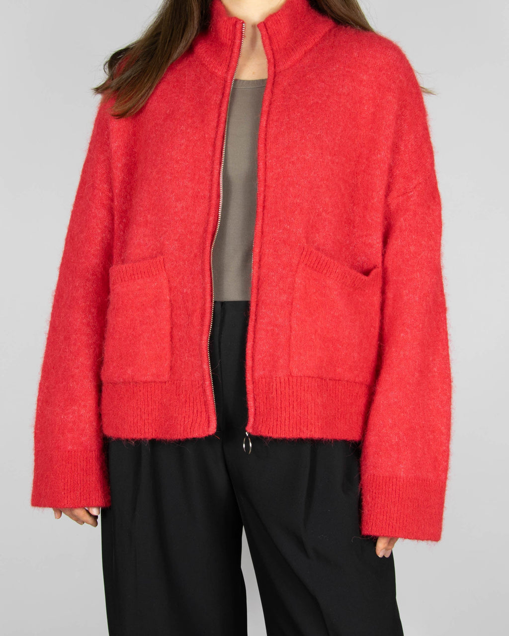 Red wool and alpaca cardigan by SELECTED