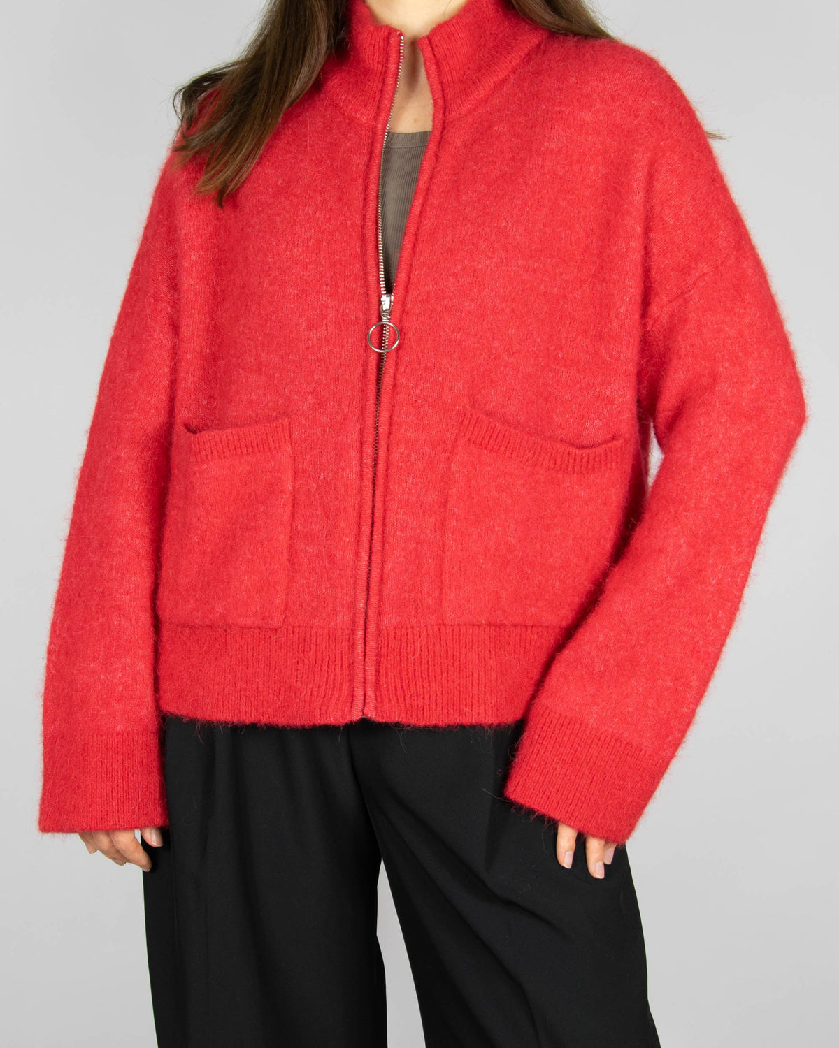 Red wool and alpaca cardigan by SELECTED