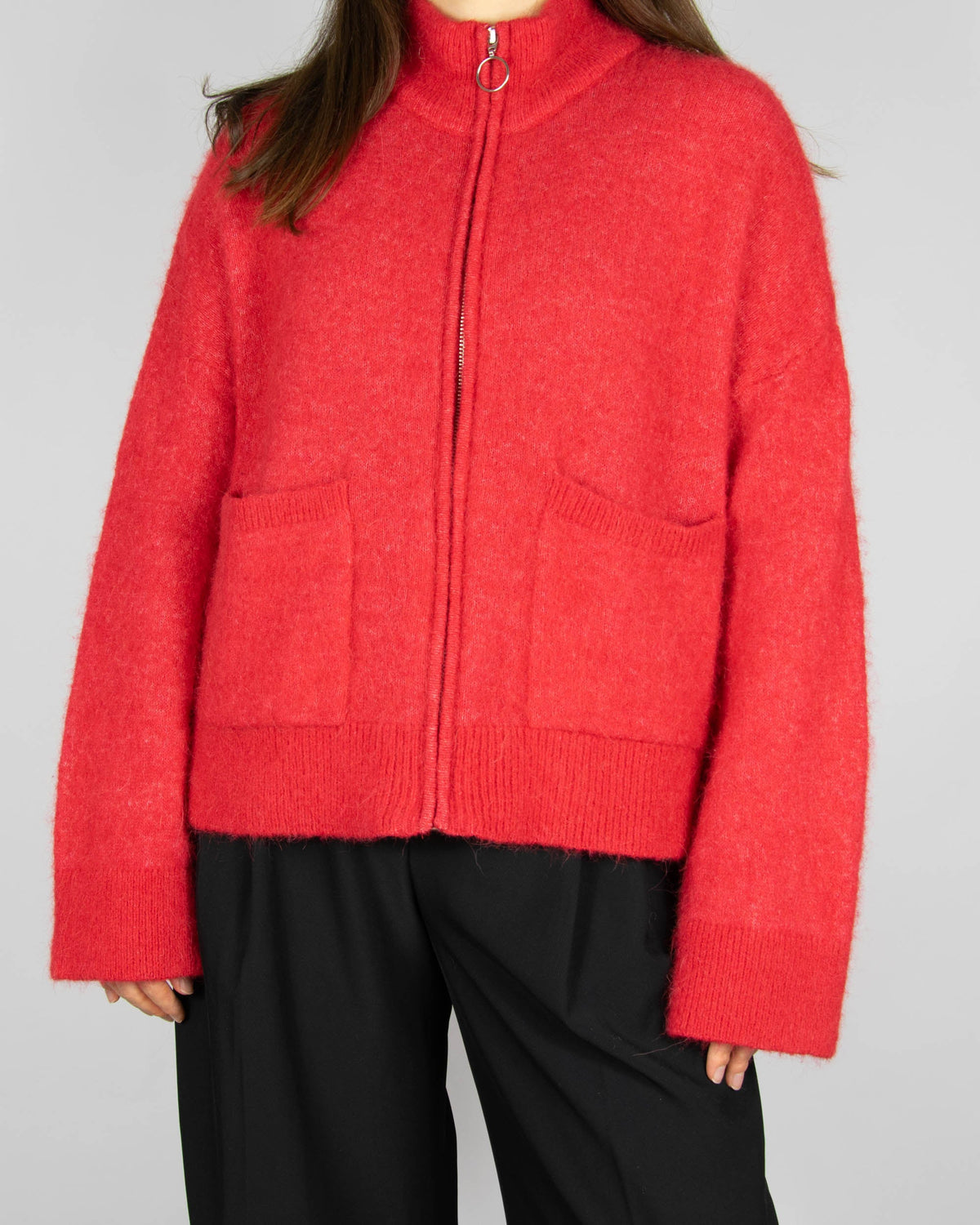 Red wool and alpaca cardigan by SELECTED