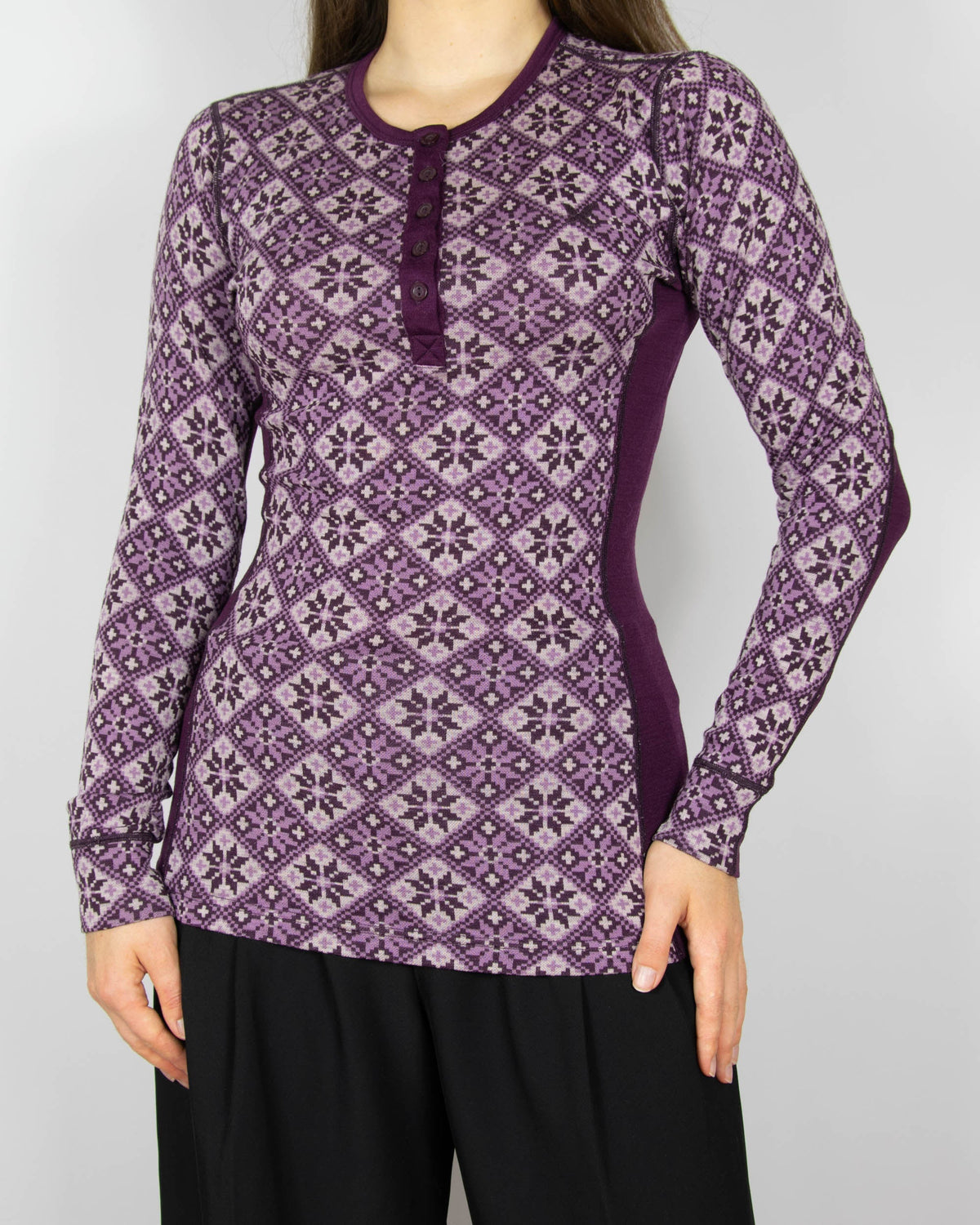 Purple merino wool thermal top by Kari Traa