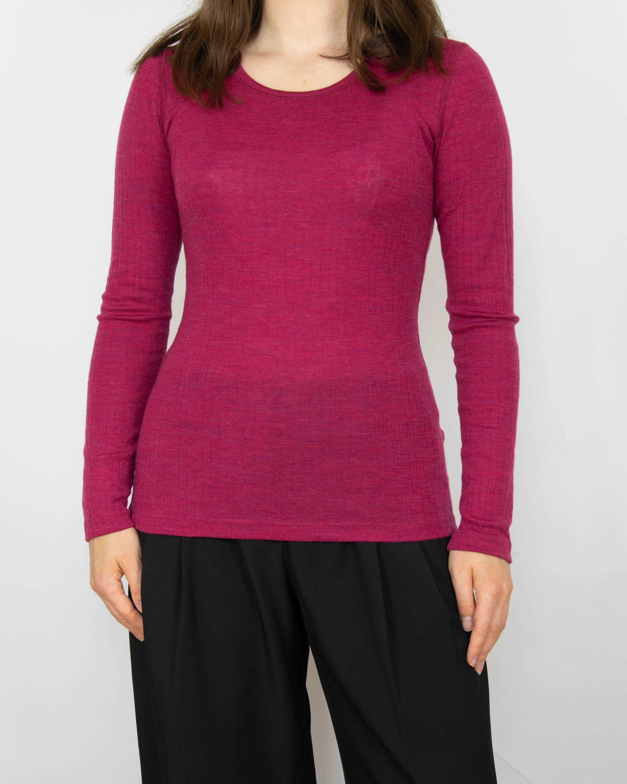 Fuchsia merino wool thermal top by Joha