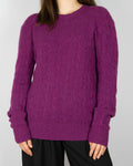 Fuksjowy cashmereowy sweater warkoczowy marki premium Ralph Lauren
