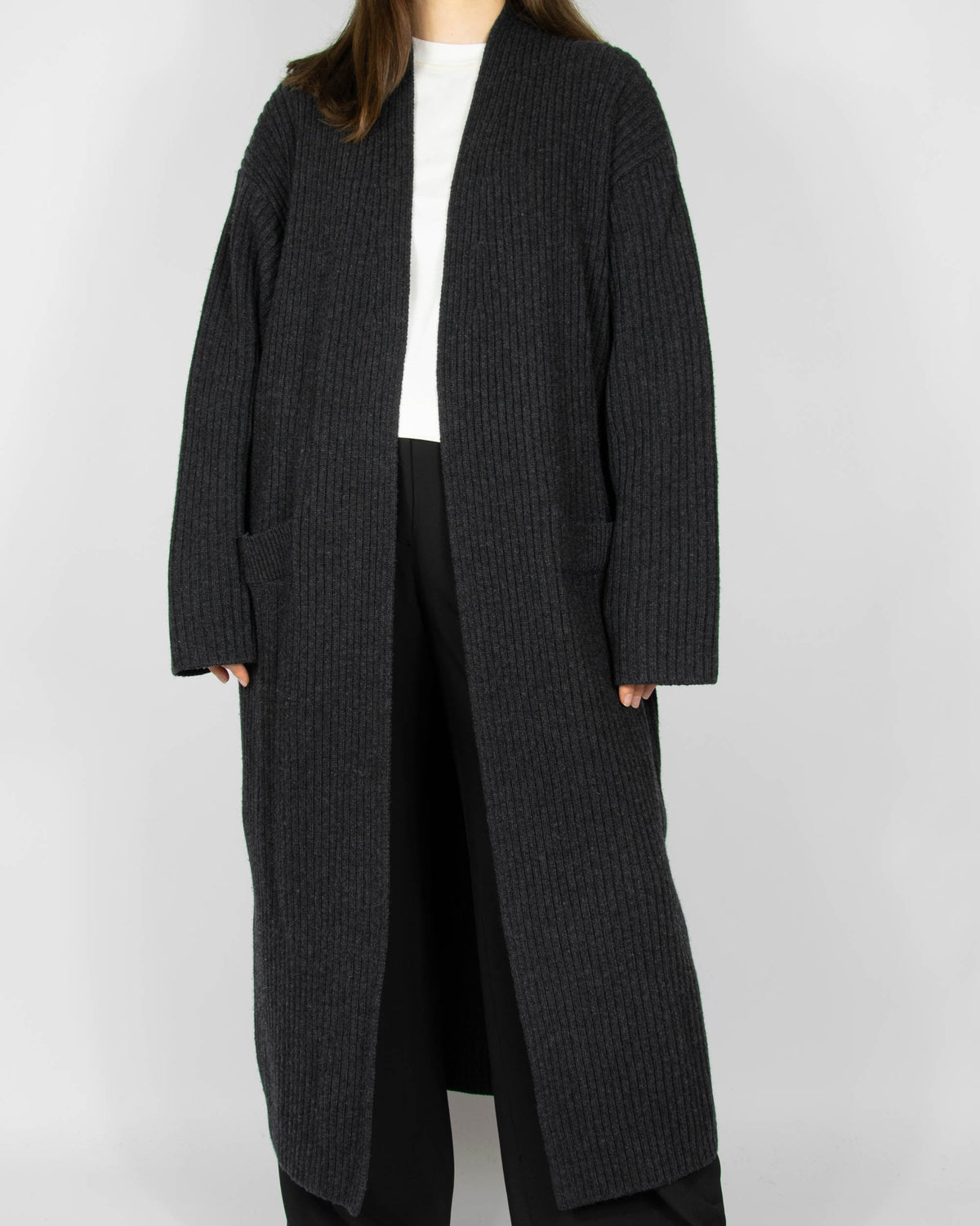Charcoal grey wool and cashmere long cardigan by H&M Premium