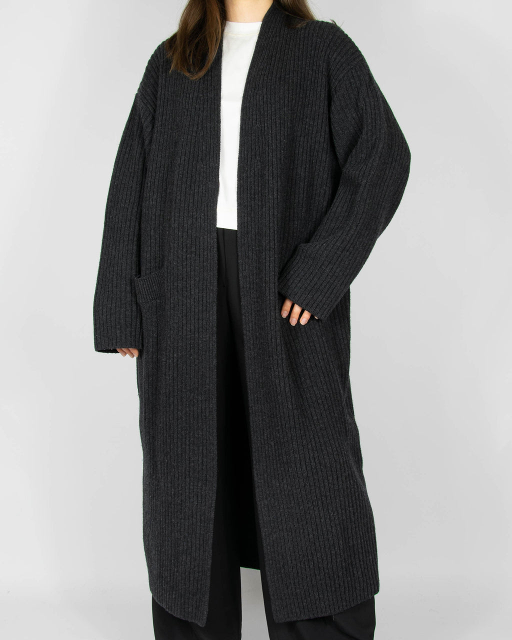 Charcoal grey wool and cashmere long cardigan by H&M Premium