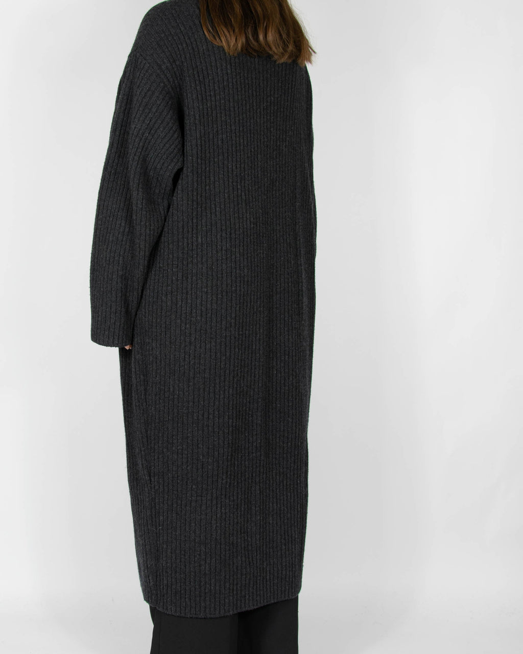 Charcoal grey wool and cashmere long cardigan by H&M Premium