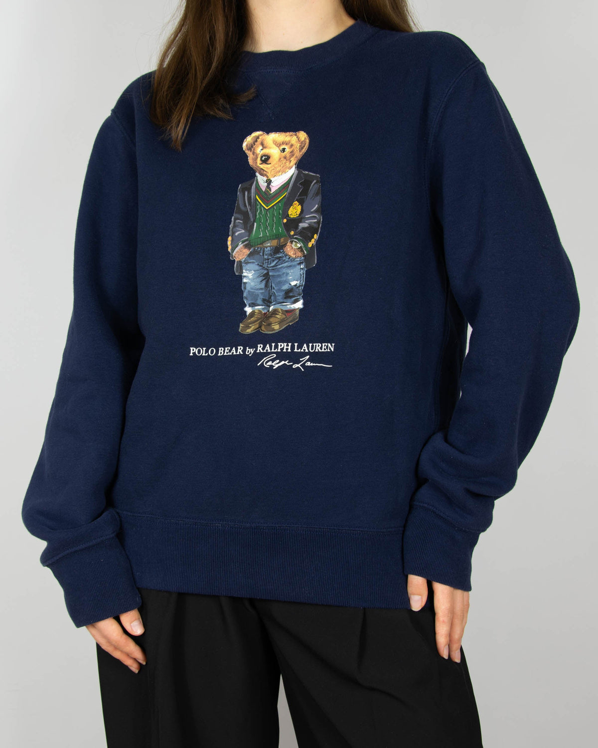 Granatowa sweatshirt marki premium Ralph Lauren z kultowej linii Polo Bear