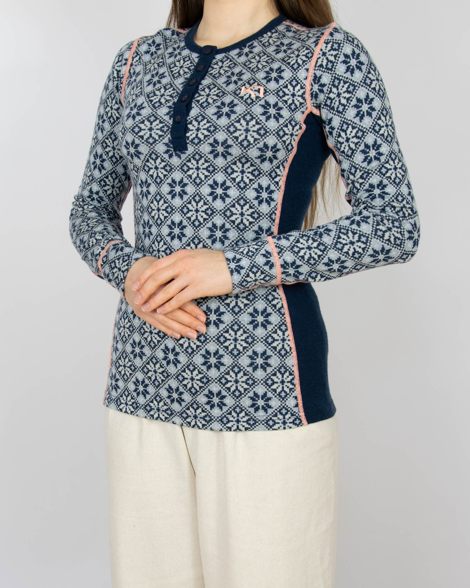 Navy blue merino wool thermal top by Kari Traa