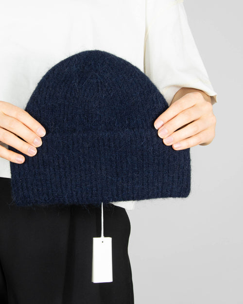 Navy alpaca and wool hat by ARKET.