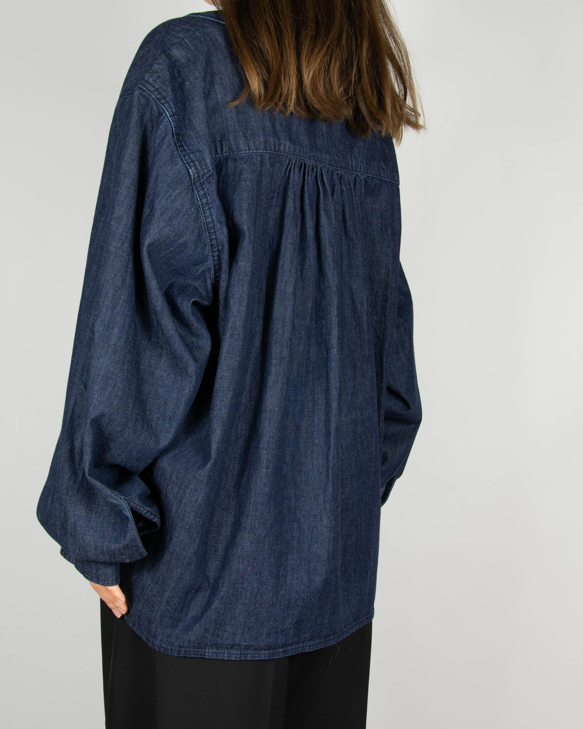 Navy denim shirt by Zara.
