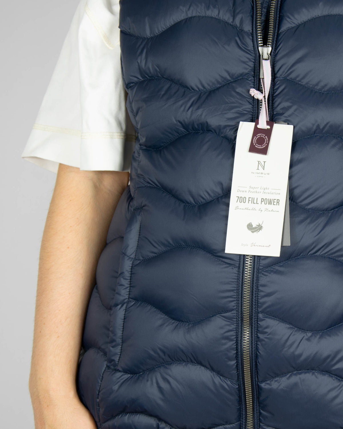 Navy women's down vest by Danish brand NIMBUS CPH