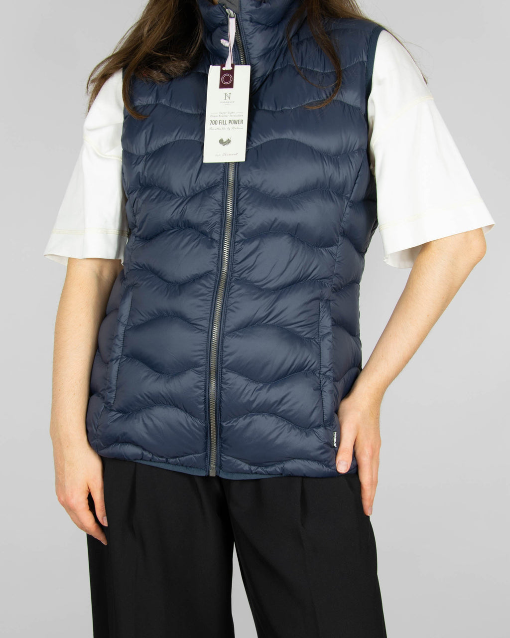 Navy women's down vest by Danish brand NIMBUS CPH