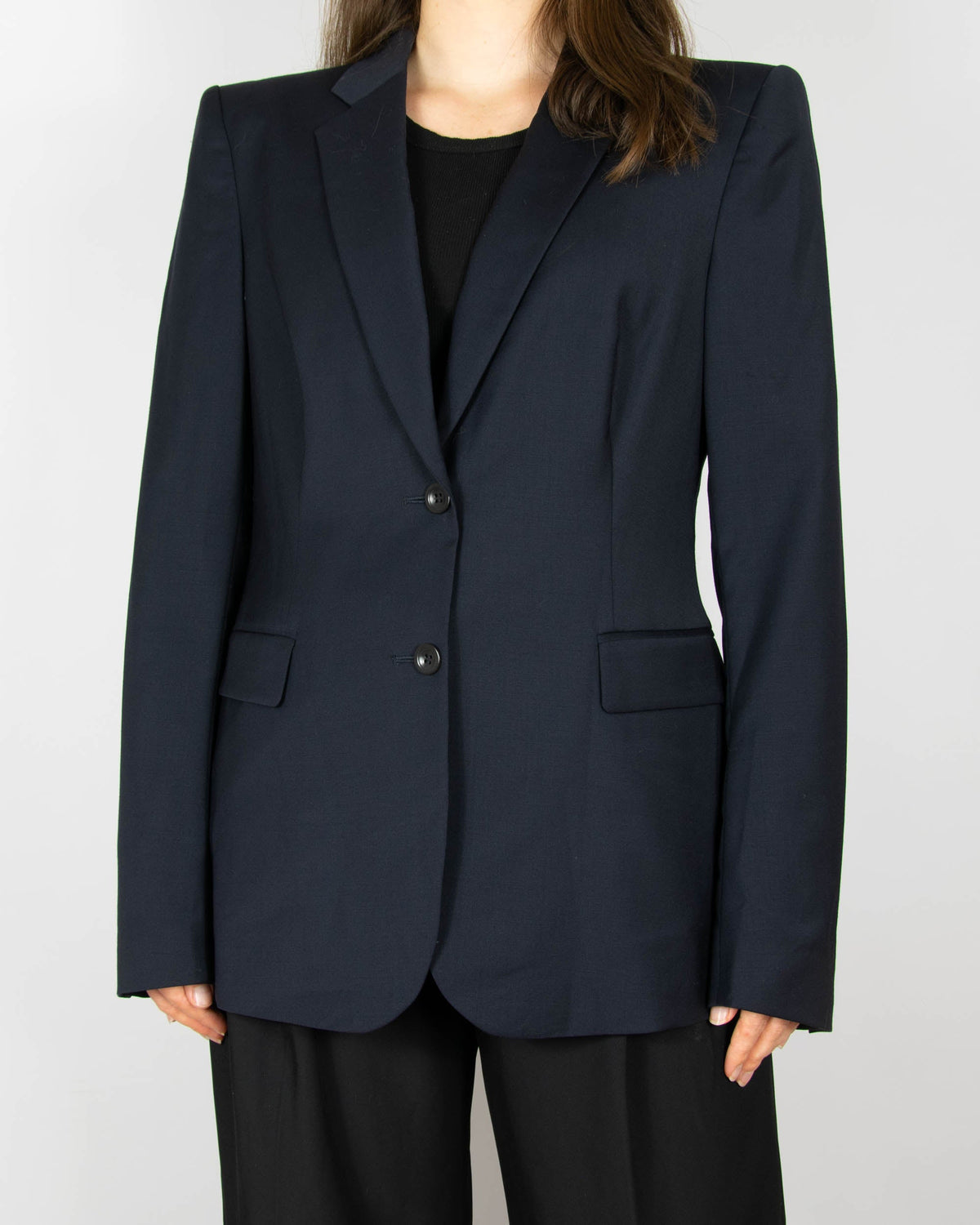 Granatowa wełniana blazer marki premium Filippa K