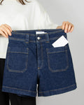 Navy blue high-waisted denim shorts by & Other Stories
