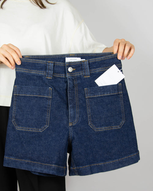 Navy blue high-waisted denim shorts by & Other Stories