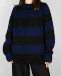 Navy and black mohair and wool striped sweater by COS