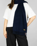 Navy fluffy cashmere scarf by Connoisseur. Made in Scotland.